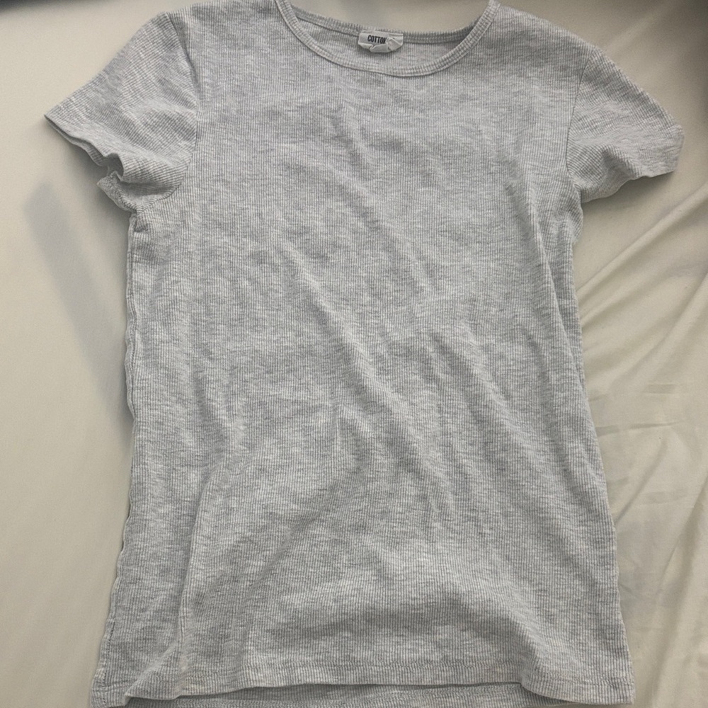 Cotton On Light Gray Ribbed Tee
